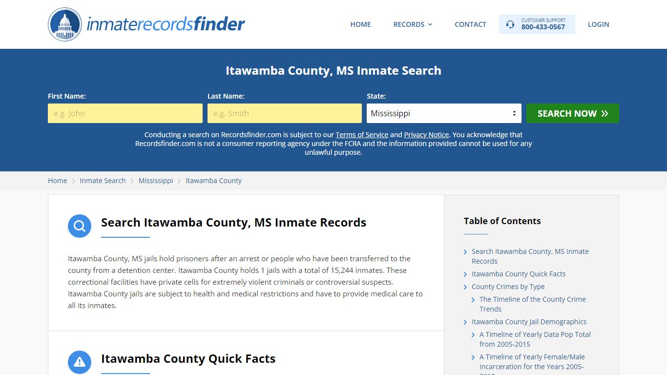 Itawamba County, MS Inmate Lookup & Jail Records Online