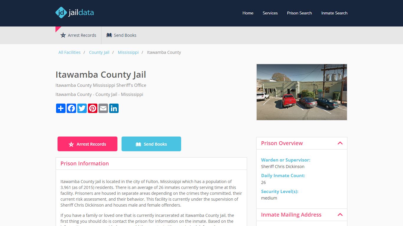 Itawamba County Jail Inmate Search and Prisoner Info - Fulton, MS
